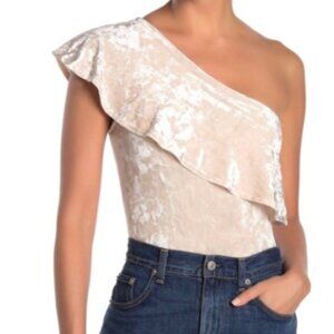 One Shoulder Velvet Bodysuit - Love, Fire